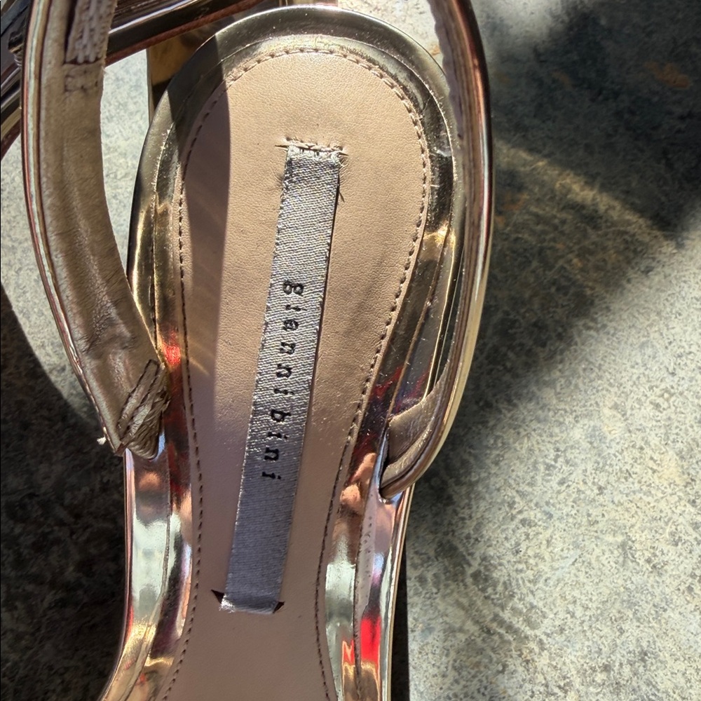 Gianni Bini Metallic Gold Block Heel Slingback Sandals - Picture 2 of 3
